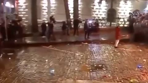 Its cold in Georgia and there is plenty of water sprayed on pro EU protestators
