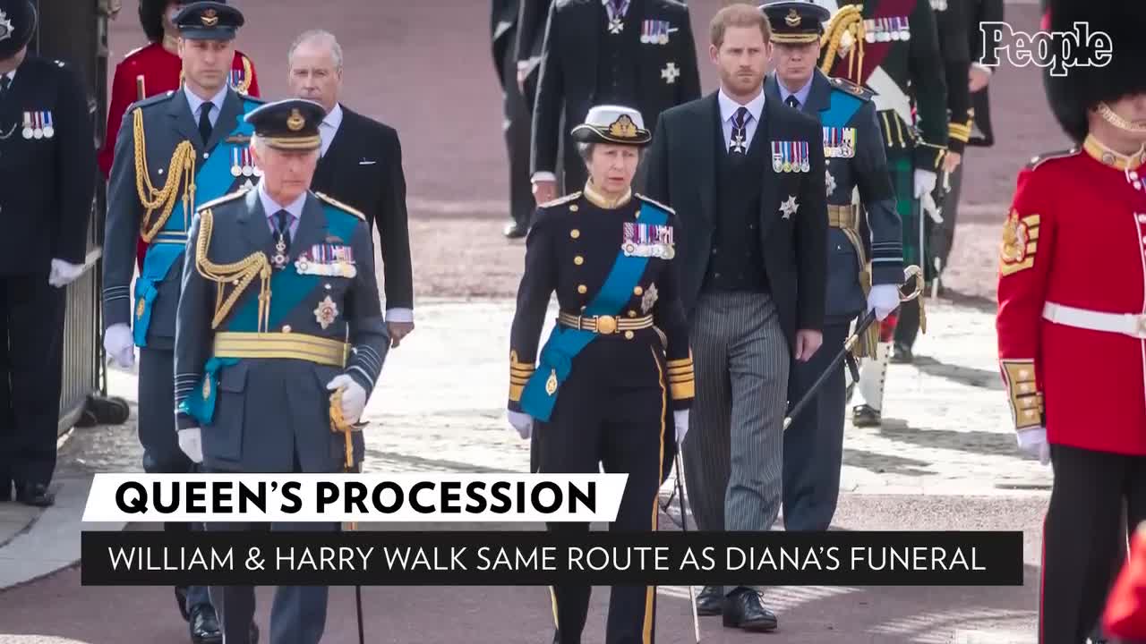 Prince William & Prince Harry at Queen's Procession Echoes Same Walk at Diana's Funeral PEOPLE