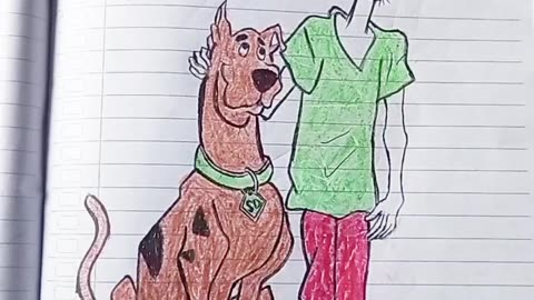 Draw Scooby-Doo and shagy using pencil