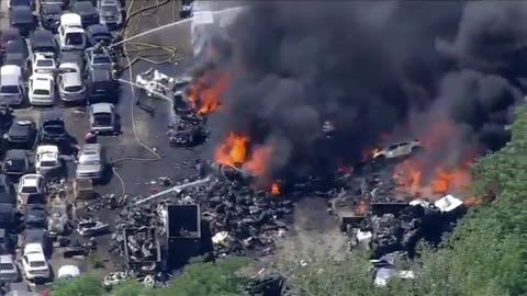 Happening Now: Junkyard fire in Southwest Philadelphia is now a 2nd alarm incident.