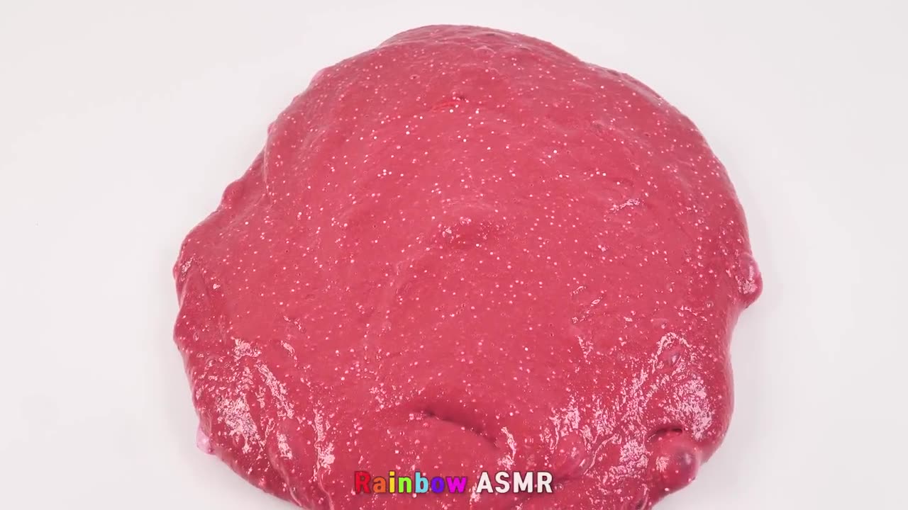 How to make rainbow pool in to mixing all my Glossy Slime and fruit cutting