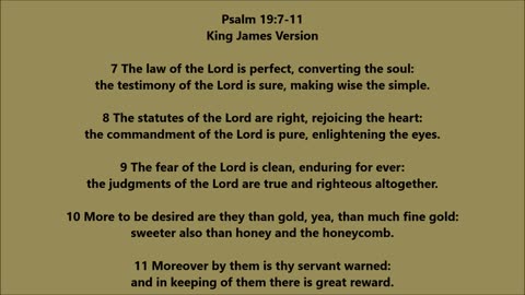 Book of Psalms | Chapter 19 Verses 7-11 - Holy Bible (KJV)