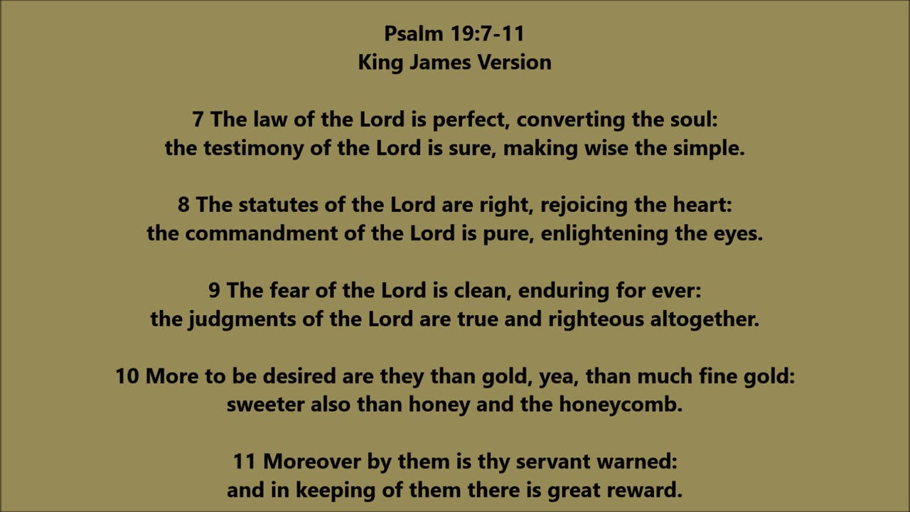 Book of Psalms | Chapter 19 Verses 7-11 - Holy Bible (KJV)