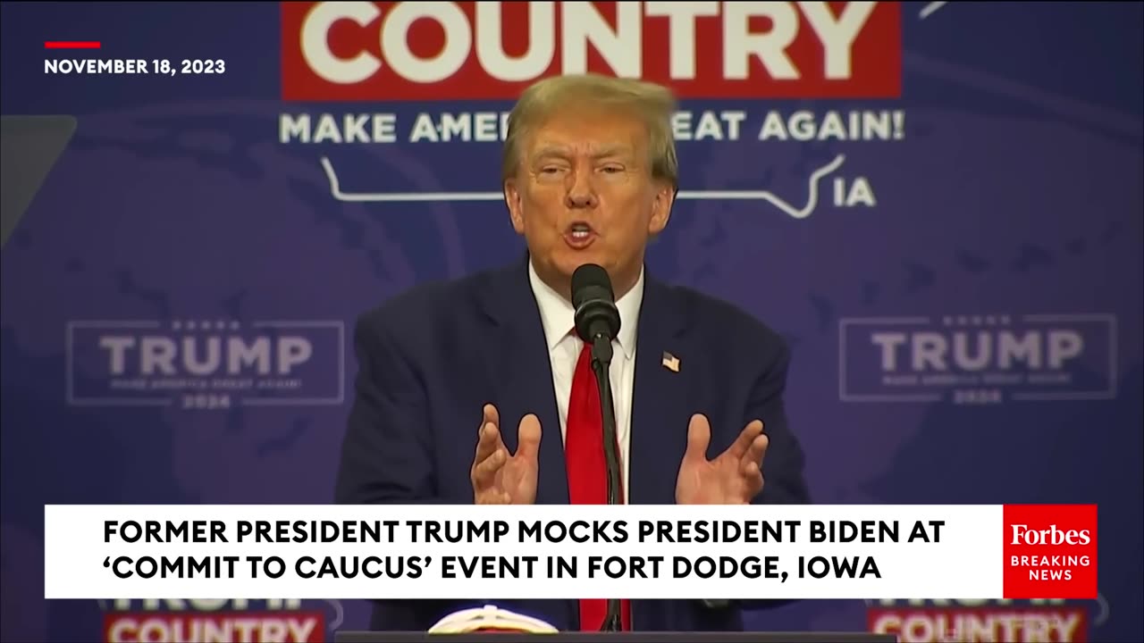 Trump's Hilarious Act: Impersonating Biden's Stage Exit Struggle in Iowa Speech!