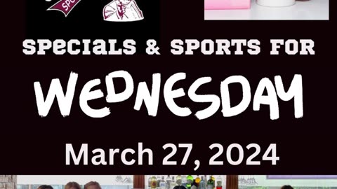 T-Backs Sports Bar and Grill Sports Schedule and Wingsday wing special for Wednesday March 27, 2024