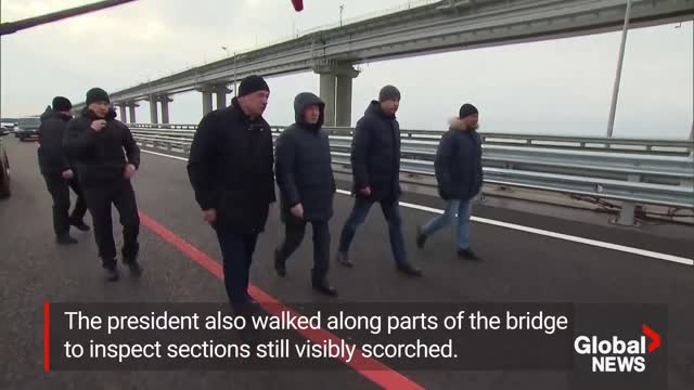 Putin drives across Crimean bridge in Mercedes to inspect repairs 2 months after attack