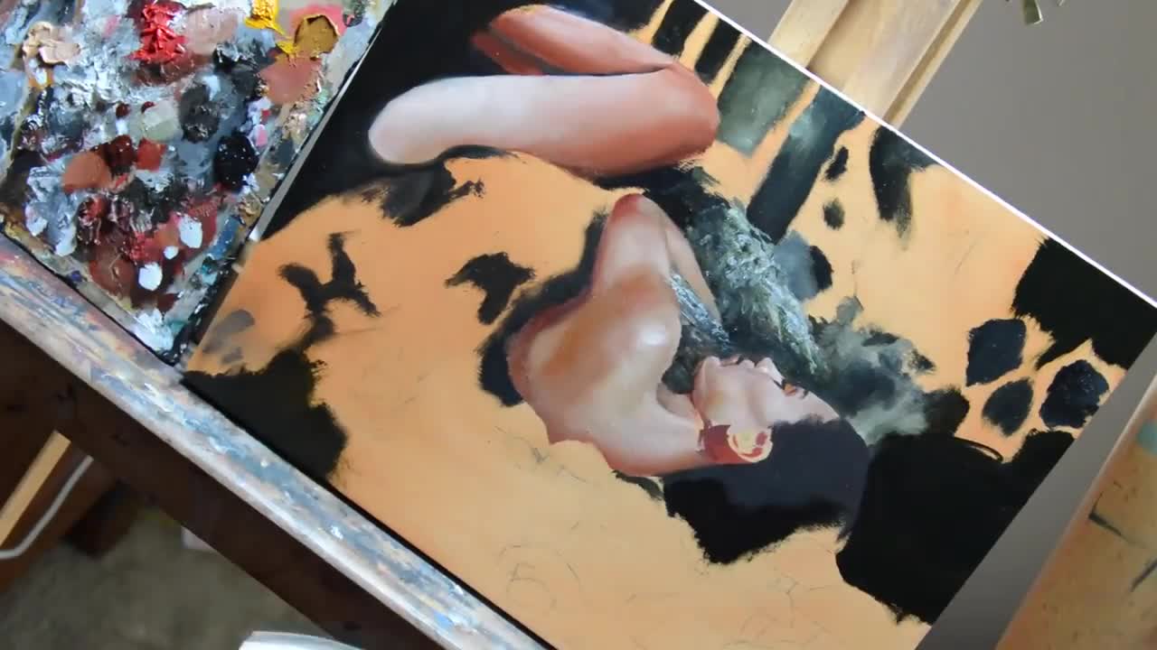 Oil Painting Time Lapse | Dark Surrealism Forest Portrait