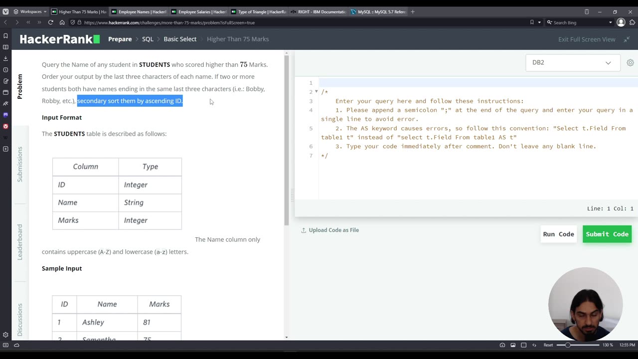 Higher Than 75 Marks | SQL Basic Select | HackerRank Solution