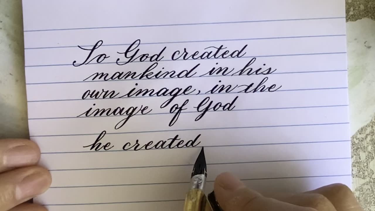 Copperplate Cursive writing Genesis 1:27