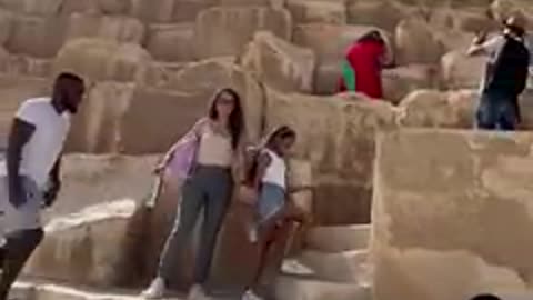 Climbing egypt geza pyramid