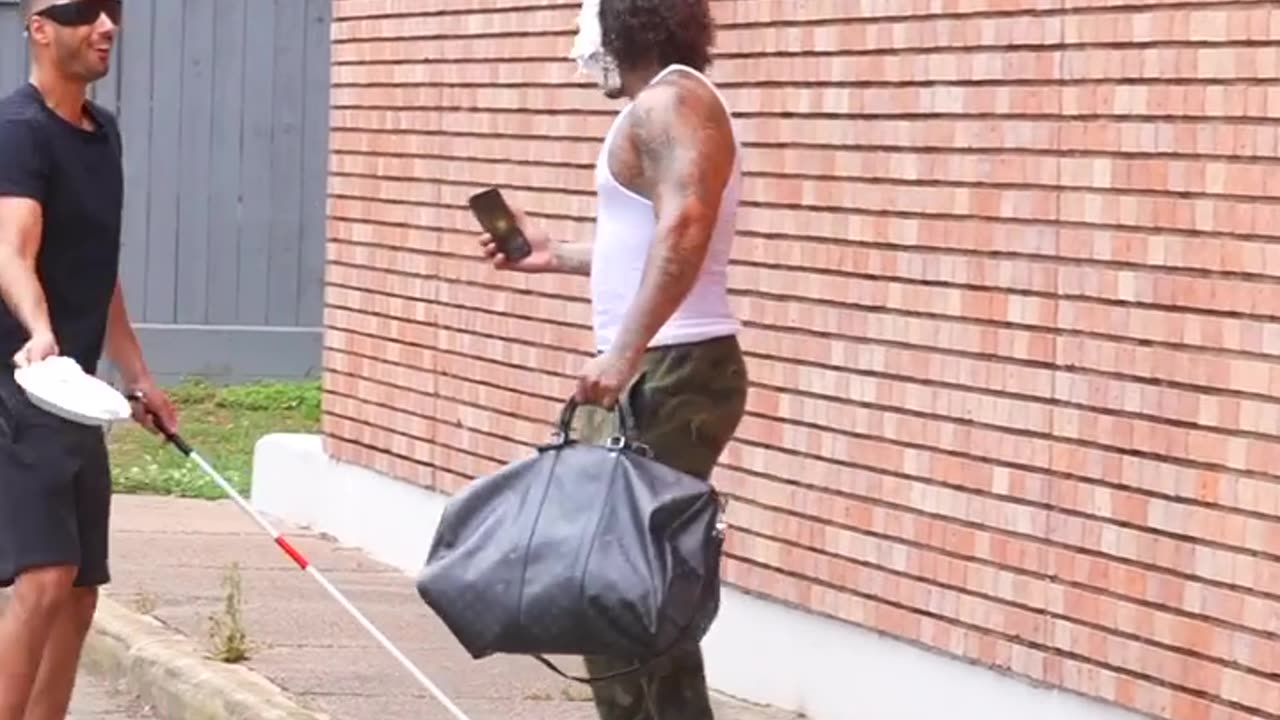 Pie prank on skateboard