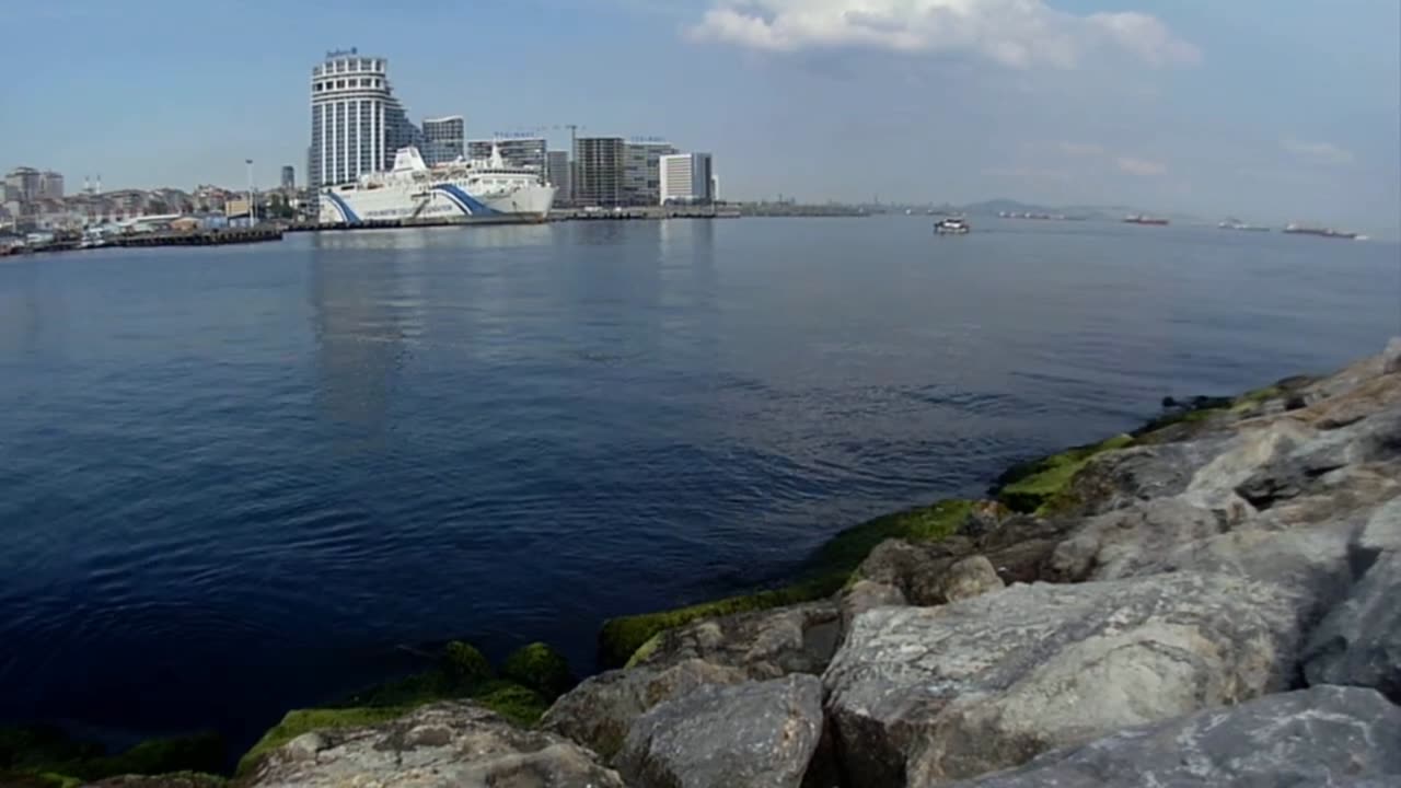 Beautiful natural view of the rocky beach