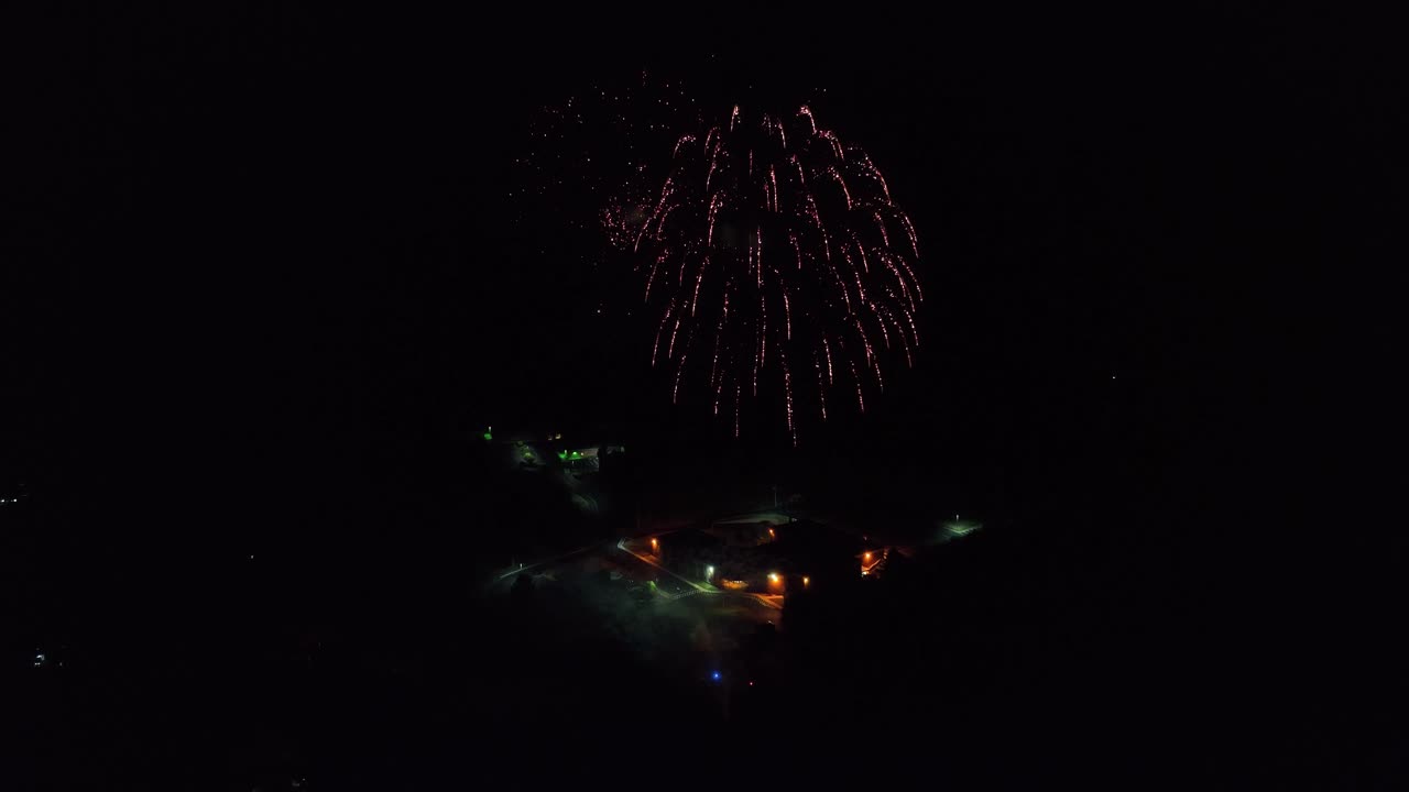 Nightlife firework Drone shot