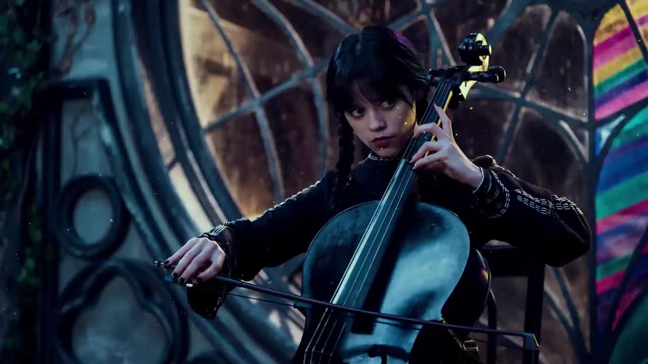 Wednesday Playing Cello - Paint It Black - The Rolling Stones - Soundtrack