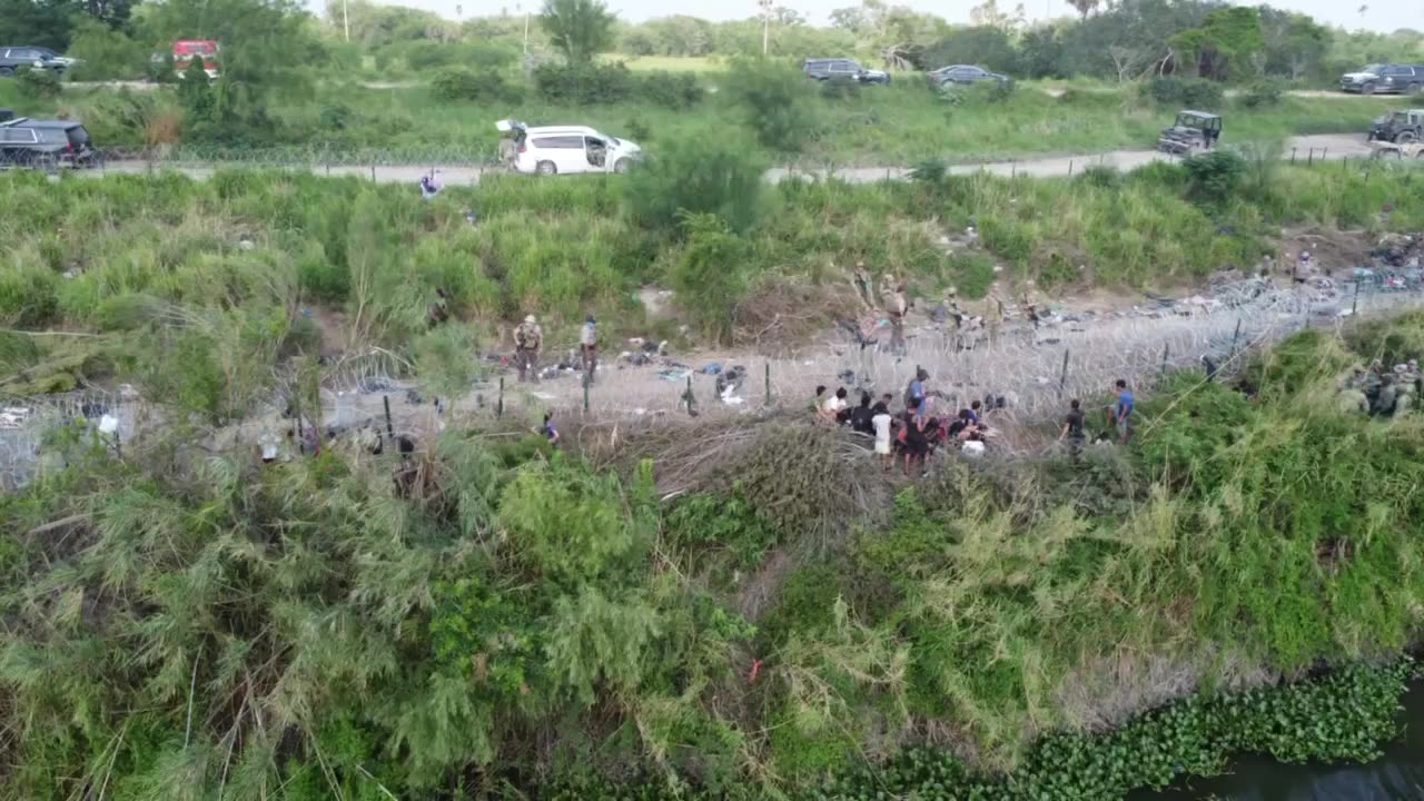 Razor wire fences installed in Brownsville, Texas to deter illegal aliens crossings