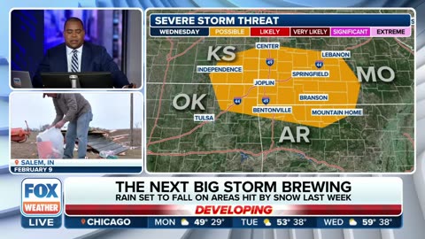 Rain Expected From Missouri To Maryland During End-Of-Week Storm
