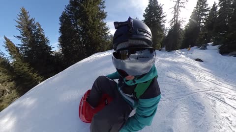 Breathtaking Descent in a Snow Toboggan
