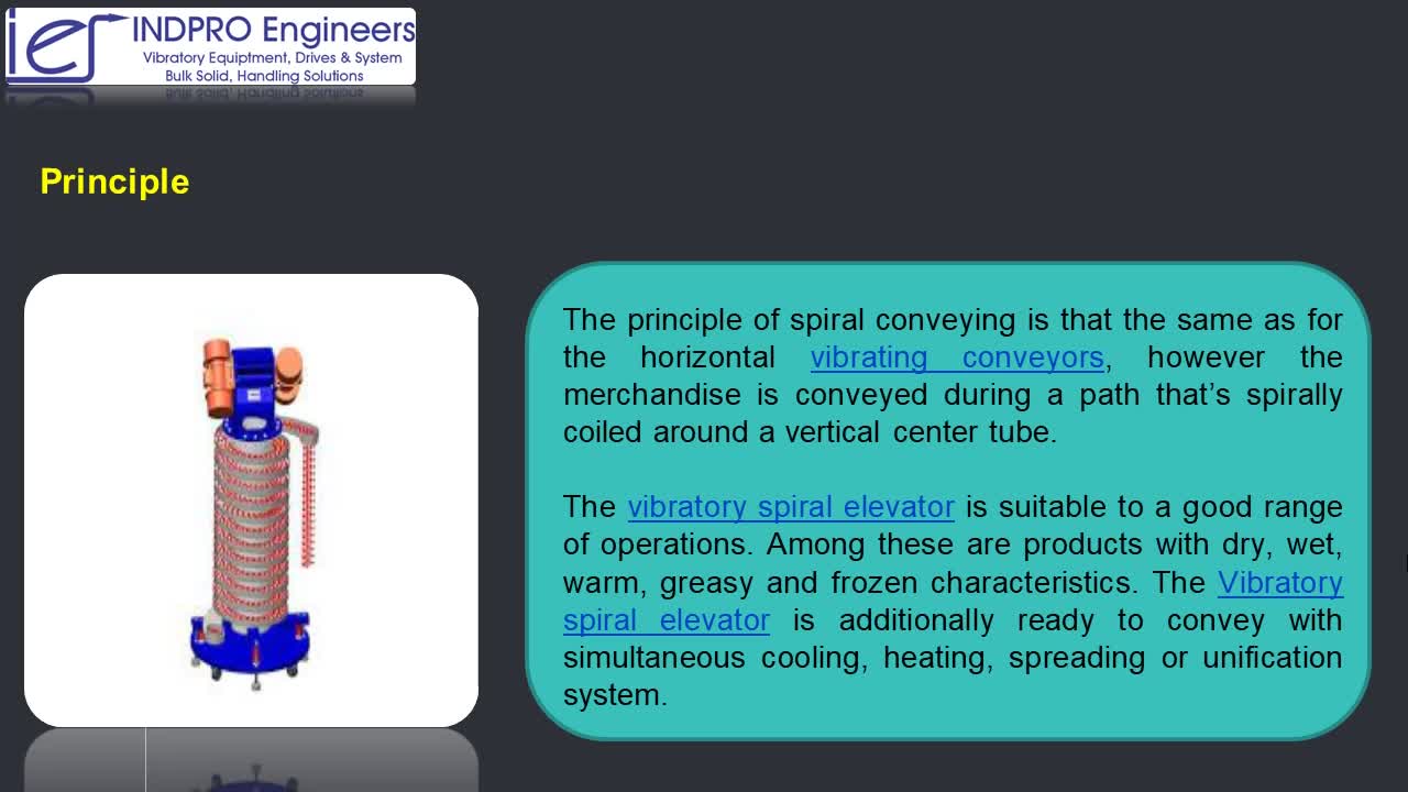 Vibratory Spiral Conveyor at INDPRO Engineers, Indore