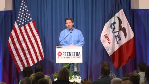 DeSantis woos Republicans in Iowa as Trump's event washed out