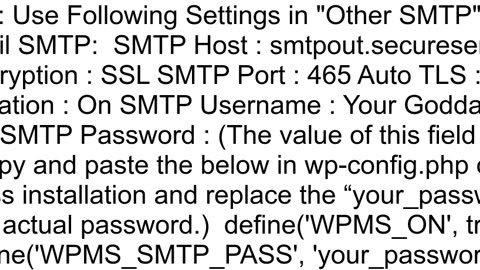 GoDaddy wordpress mail smtp with aws lightsail error failed to connected to server