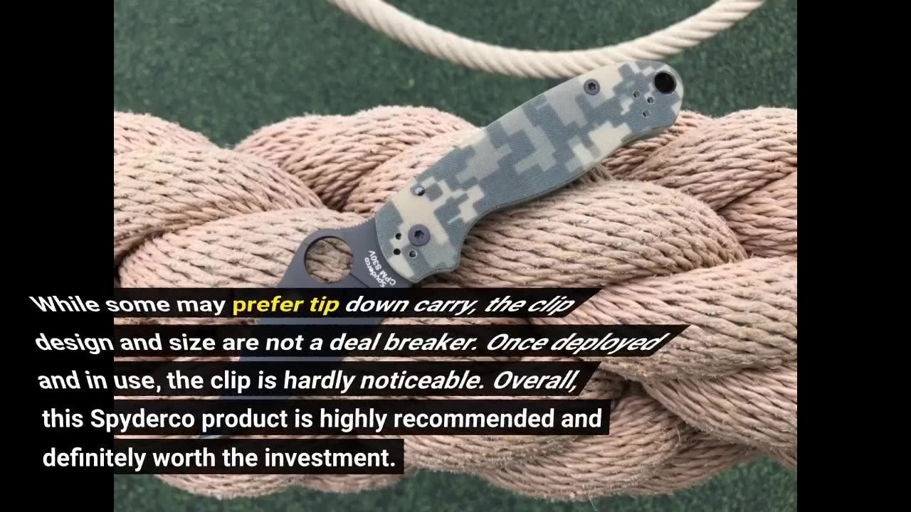 View Remarks: Spyderco Para 3 Camo Signature Folding Utility Pocket Knife with 2.95" Black CPM...