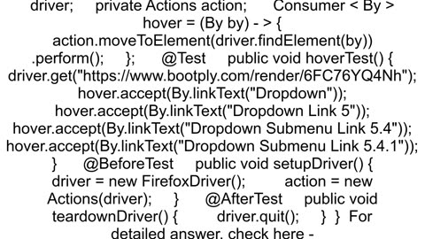 Hover over an item in the dropdown list in selenium webdriver