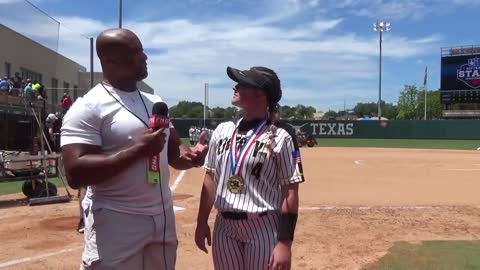 Liberty P Kamdyn Chandler after WInning TX UIL 4a Softball Championship over Sweeny 5-0