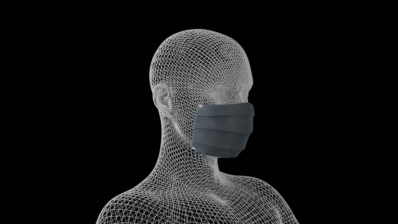 A.I. generated human head with face mask