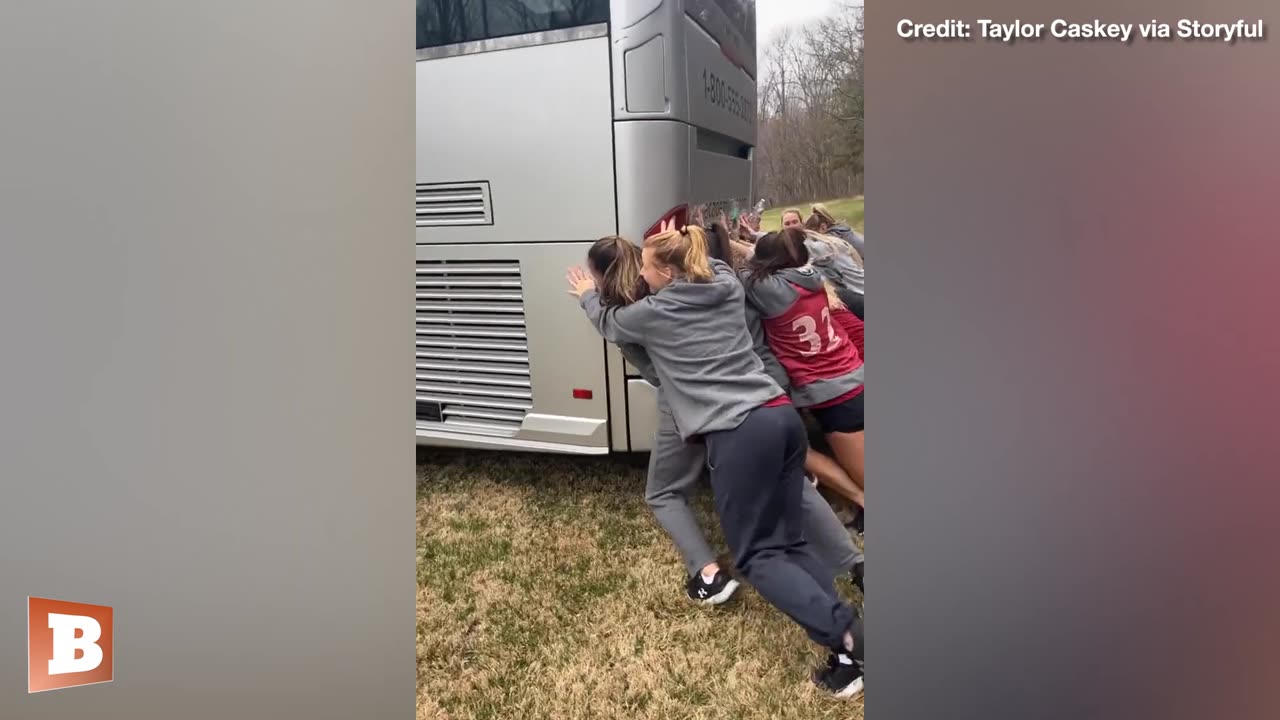 Women's Sports Team Shows Off TRUE GIRL POWER Pushing Bus Unstuck