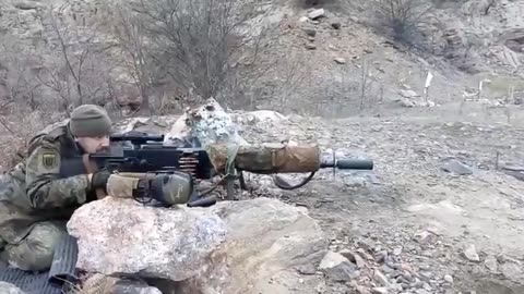 Ukrainians Firing Modernized German Machine Gun