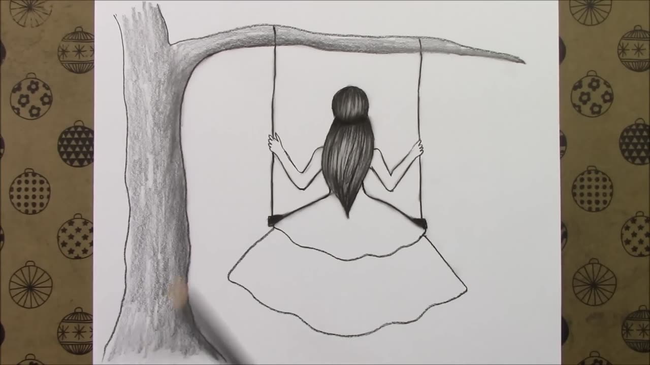 Easy Pencil Drawings of a Girl Sitting on a Swing || Drawing Sketch || Osama338