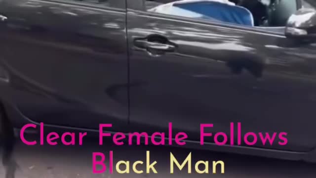 Clear Female Follows Black Man