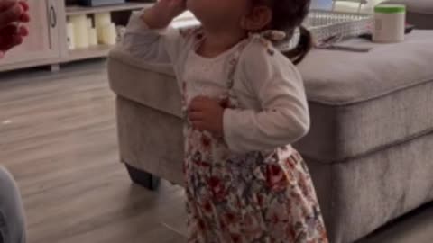 Girl adorably starts crying after dad says candy is bad