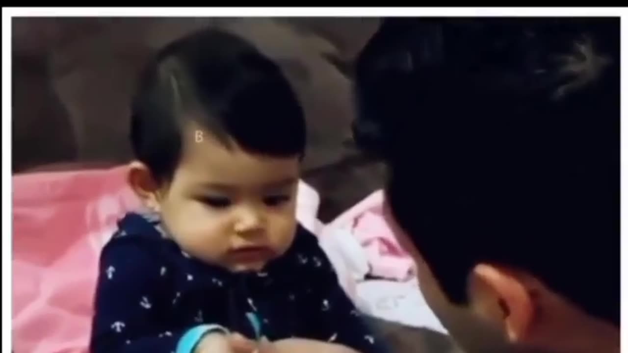 Baby girl playing with father , happy moments loved