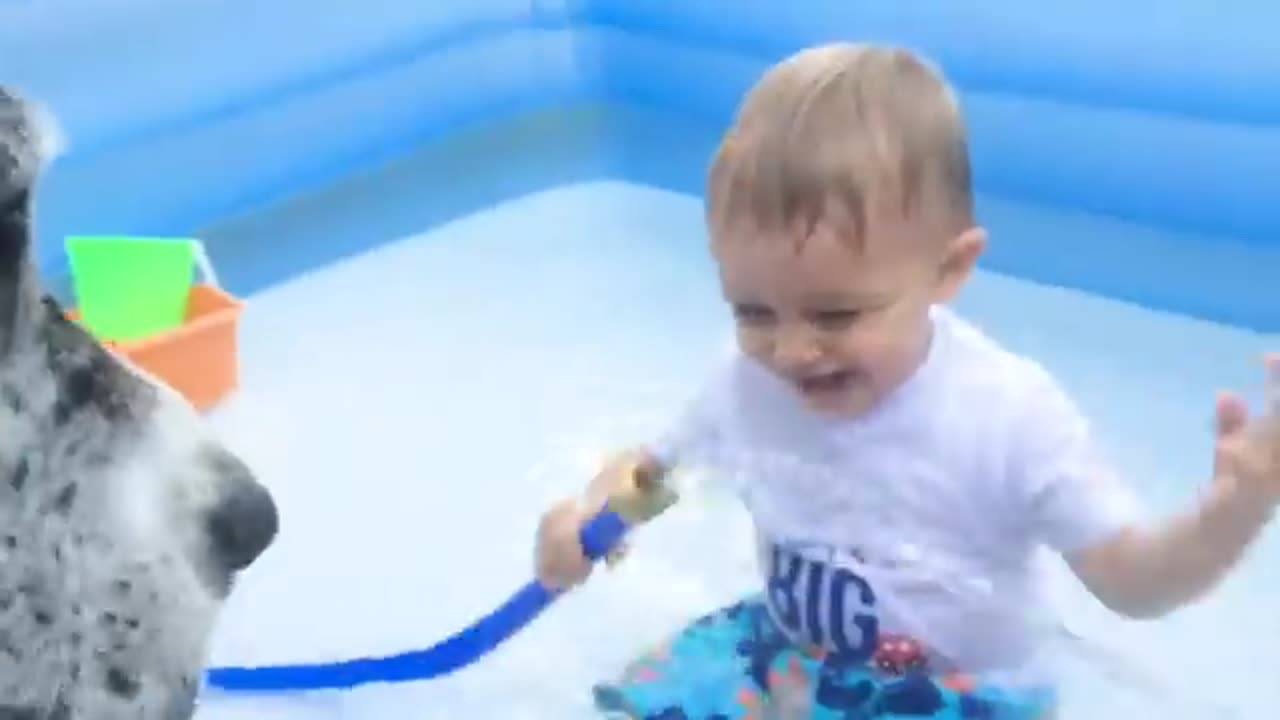 Kids plyaing with water