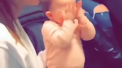 Adorable baby surprised when he see a Big toy car gift.