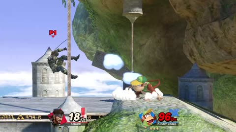 Snake vs Diddy Kong on Temple (Super Smash Bros Ultimate)