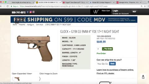 Qual preço de uma arma importada no Brasil___