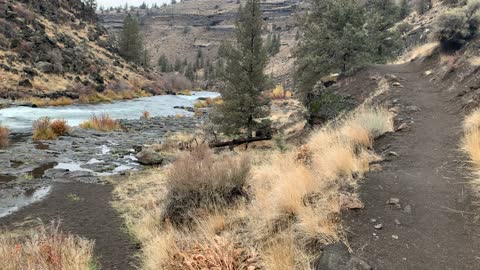 Central Oregon – Steelhead Falls – Trail Perspective of Raging River – 4K