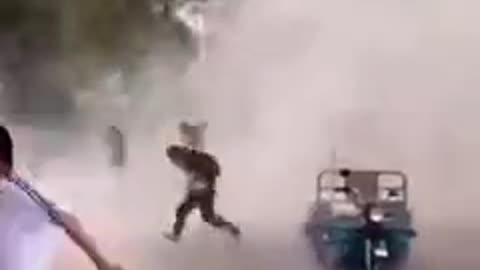 Funny pool jump