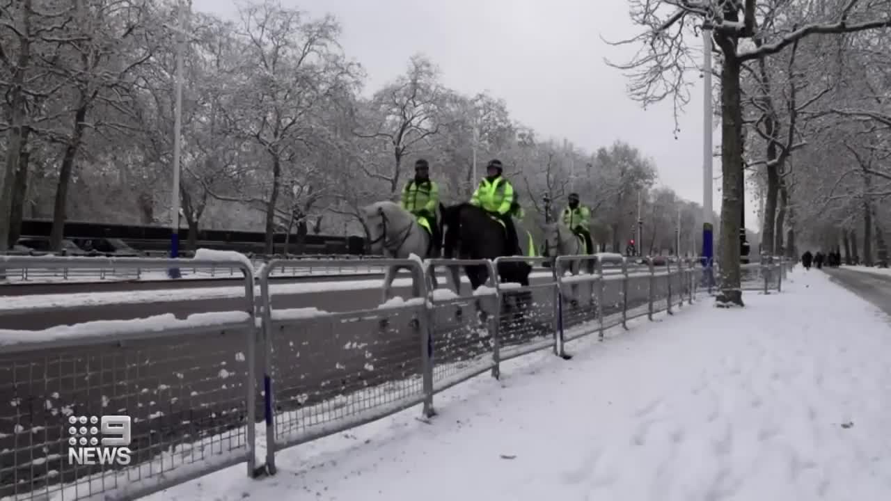 Three boys dead after falling into icy lake as UK hit with deep freeze 9 News Australia