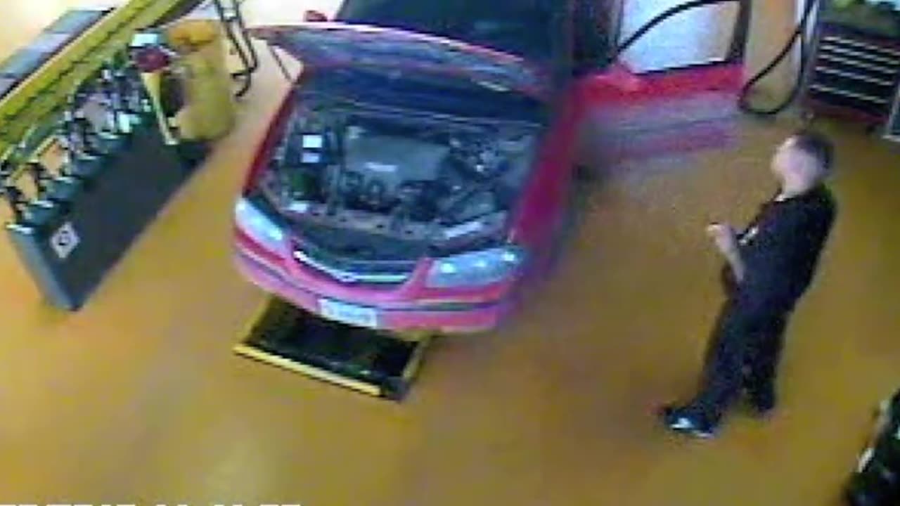 Chevy Impala catches on fire in service shop