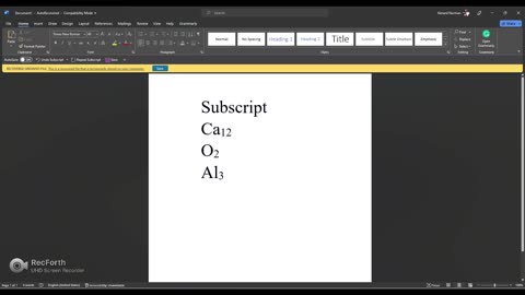 How to use subscript and superscript in Microsoft word.