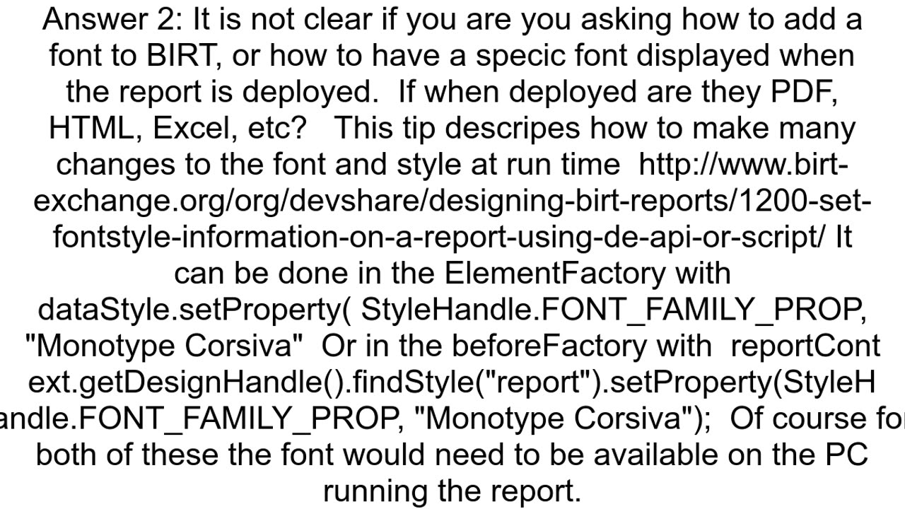 Adding a new font for BIRT Reporting