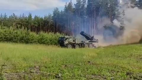 Ukrainian 220-mm Burev MLRS, with a Puma cab.