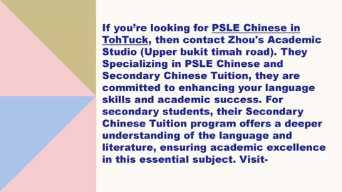 Best PSLE Chinese in Toh Tuck