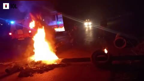 WATCH: Angry residents with 4 days of no power burn tires and wood on the streets