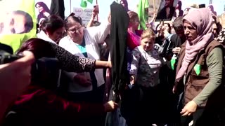 Women in Syria protest in solidarity with women of Iran