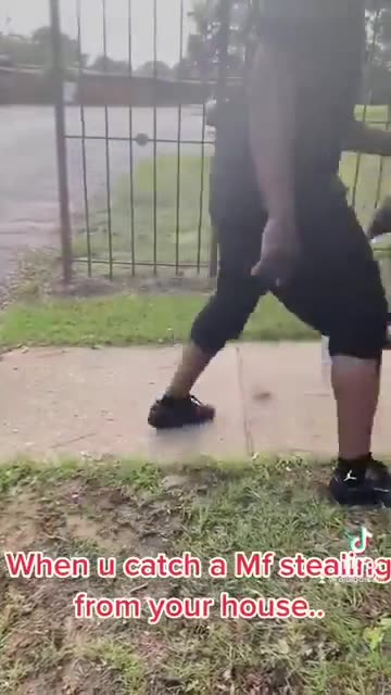 Man beats thief who is stealing from his house