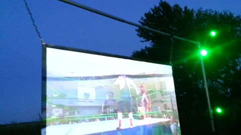 Watching EPW on my Outdoor Home Theater!